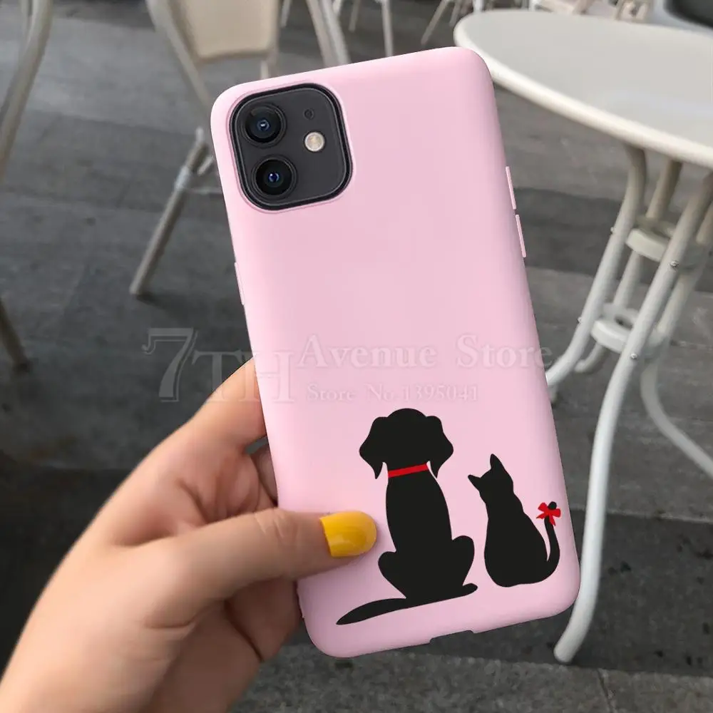 Cartoon TPU Silicone Phone Case for IPhone 12 SE 11 Pro X XS MAX XR 8 7 6s Plus 5 5s Cute Little Black Cat Cases Back Cover