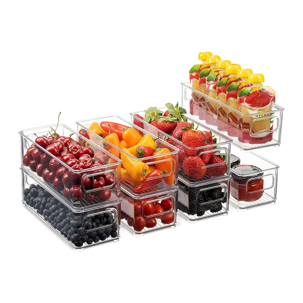 Transparent Refrigerator Organizer Bin Storage Box Compartment Refrigerator Drawer Fridge Storage Bin Containers Pantry Freezer