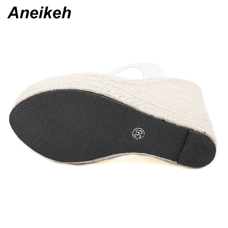 Aneikeh 2024 estate scarpe da donna pantofole diapositive PVC Concise Platform zeppe Slip-On Party punta tonda taglia 35-42 bianco