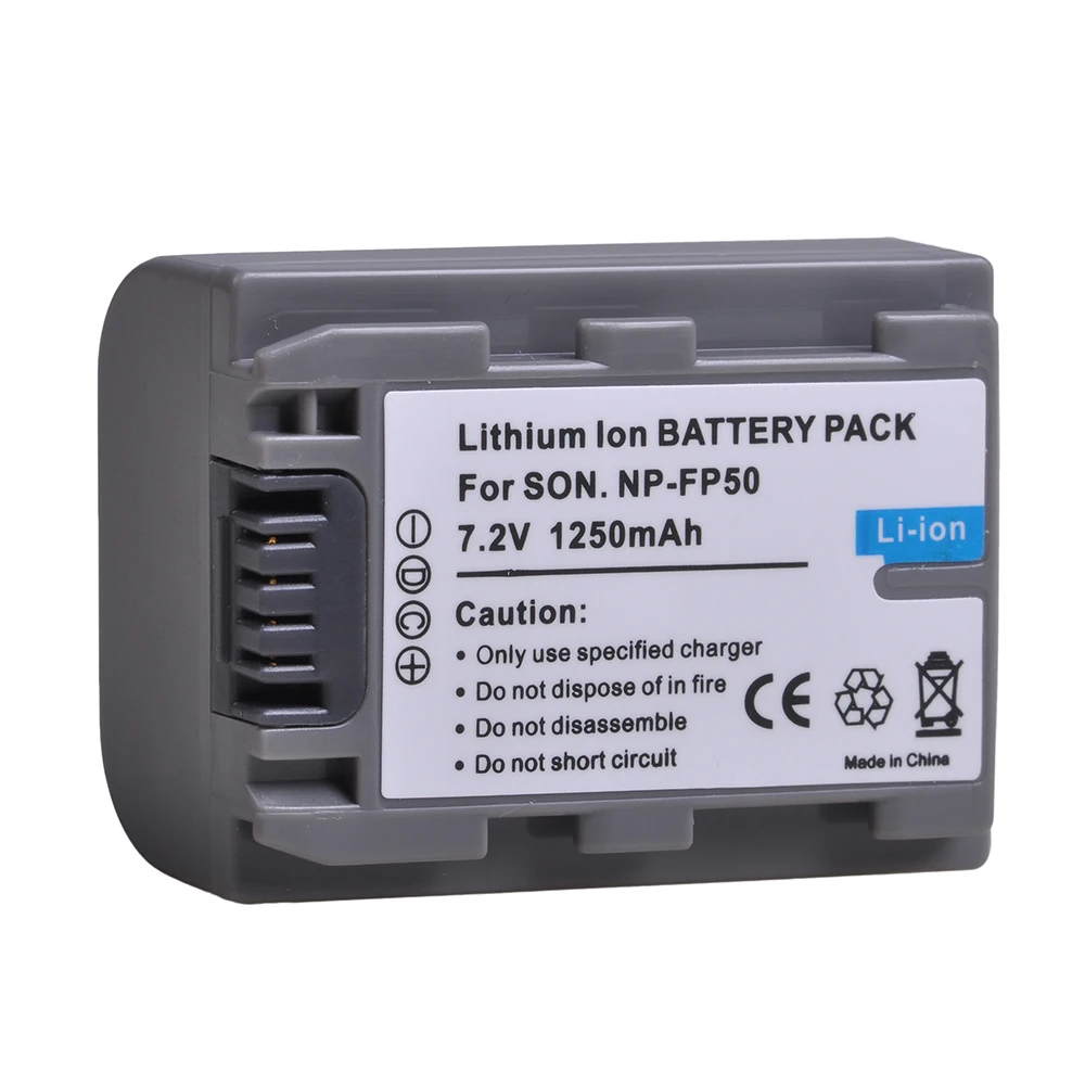 1250mAh NP FP50 Battery with Charger for Sony NP-FP50 NP-FP30 DCR DVD103 DVD105 DVD203 DVD205 DVD305 HC20 DCR-DVD92E