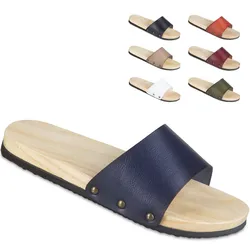 Women's Summer Home Wood Slippers Leather Couple's Casual Sandals Flat Heel Men Clogs Beach Slippers Japan Geta