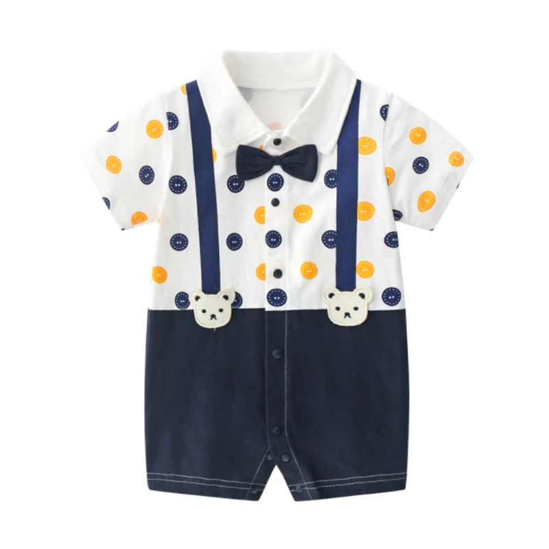 Newborn baby clothing jumpsuit 2021 summer fashion baby boy short-sleeved romper navy collar British gentleman romper