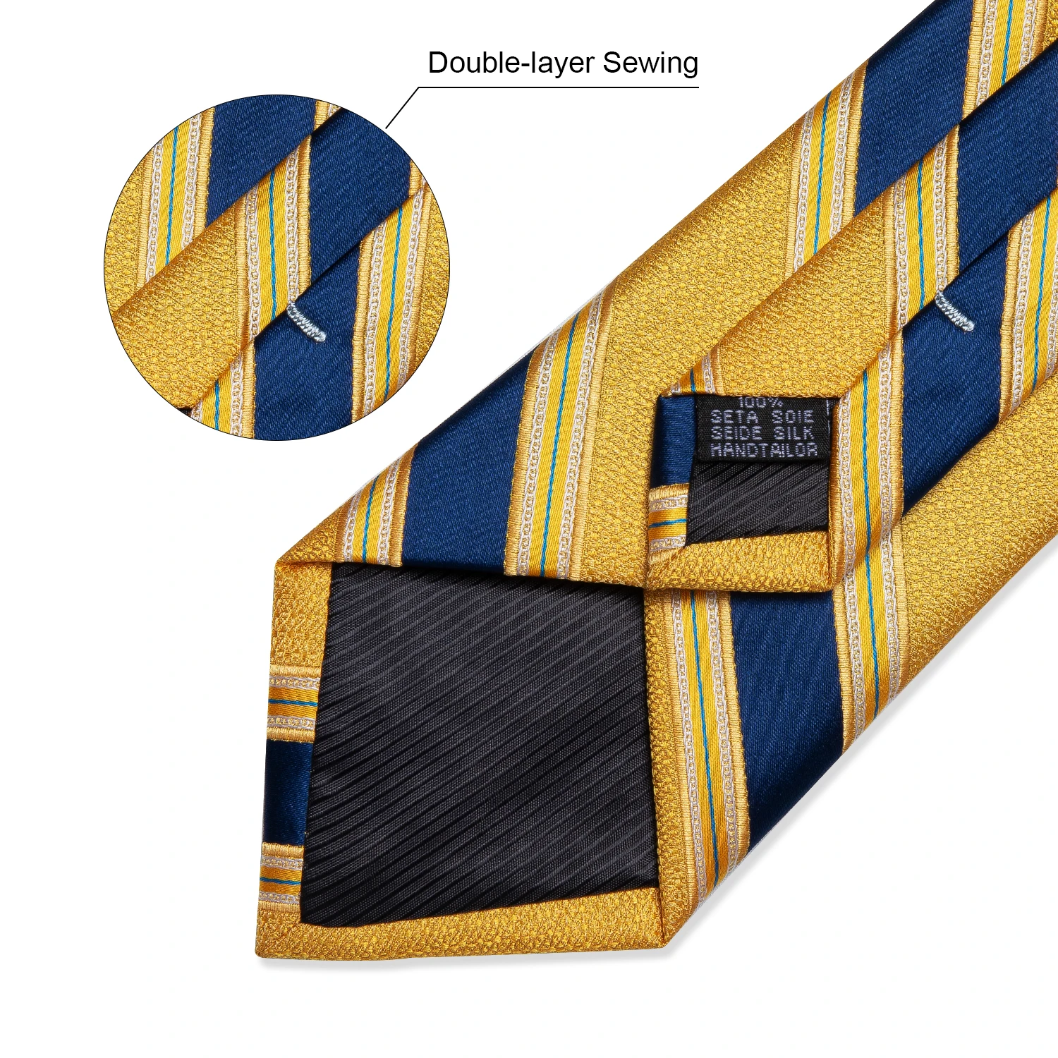 Nuovi Uomini di Modo Giallo Largo Blu A Righe Cravatte di Seta Spilla Hanky Gemelli Cravatta Anello di Nozze Set Tie Vestito Convenzionale Cravatta diBanGu