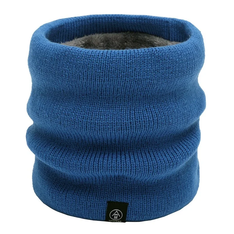 Women Knit Neck Scarf Men Thick Warmer Fleece Inside Winter Snood Scarf Wool Elastic Children Collar Ring Scarves