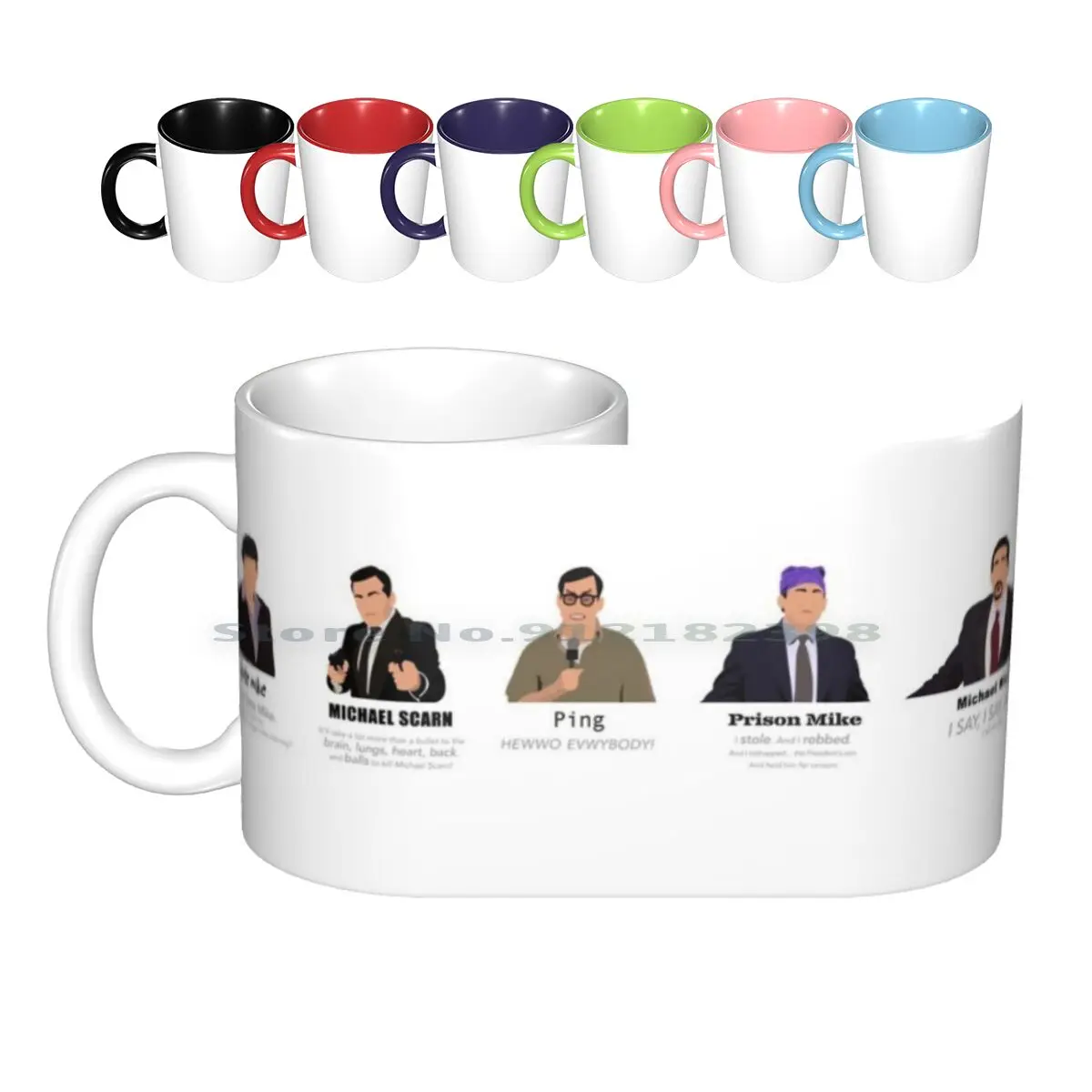 Las caras de Michael tazas de cerámica tazas de café taza de té de leche Michael The Office nivel de peligro medianoche Michael Klump Ping Fecha