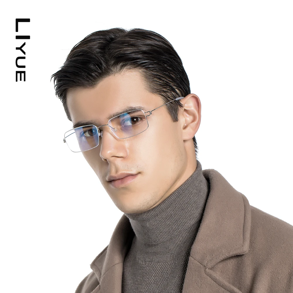 Vierkante Titanium Bril Frame Mannen Optische Brillen Vrouwen Koreaanse Spektakel Bijziendheid Recept Volledige Schroefloos Eyewear Frames