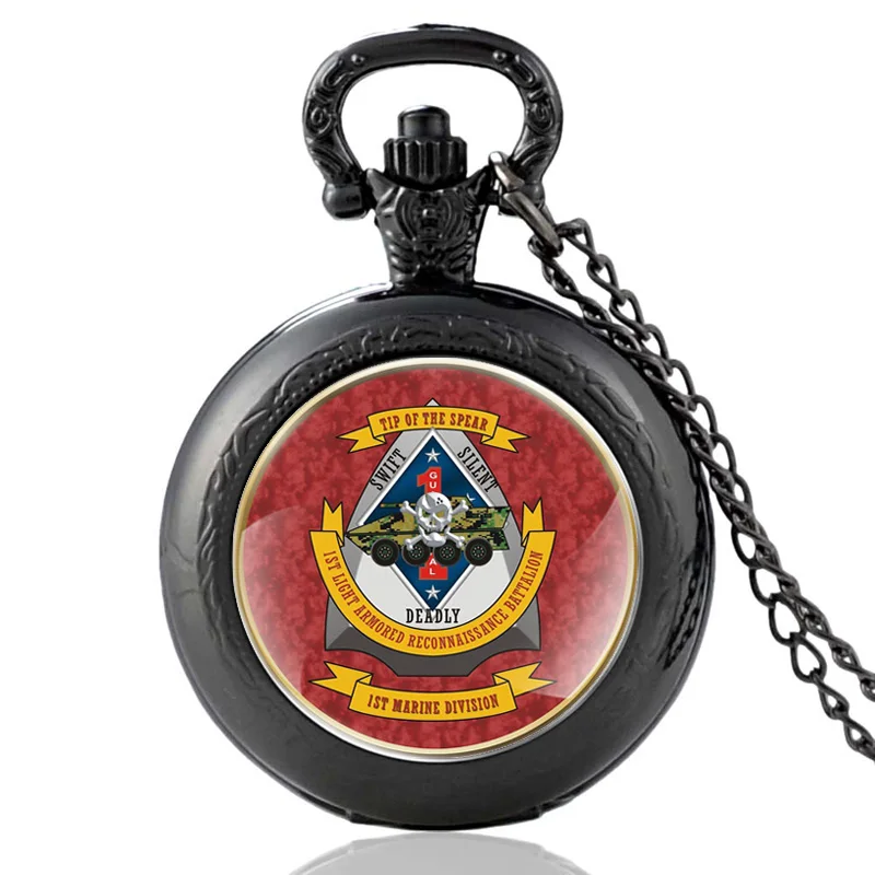 

USMC светильник бронированный разведывательный батальон кварцевые карманные часы винтажные Подвесные часы для мужчин и женщин ожерелье лучшие подарки