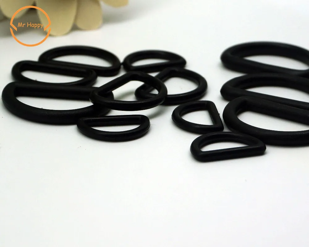 20pcs/lot 15mm/20mm/25mm/30mm/35mm Plastic Black D type Buckles Square Rectangle Backpack Straps luggage Bags backpack buckles