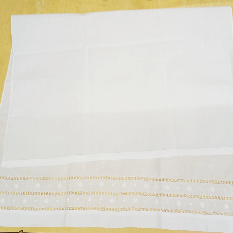 Set of 6 White Linen Embroidered Floral Bath Towels Guest Towel 71*102 CM wonderful to use in your own home
