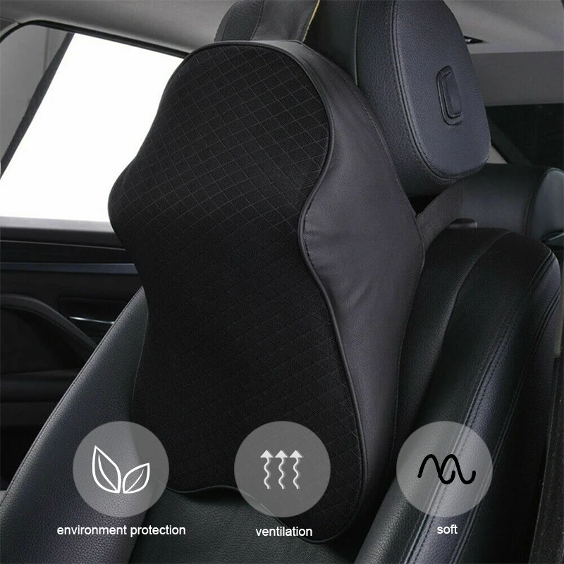 

1PCS/2PCS Black Car Seat Headrest Pad Head Neck Rest Support Cushion Memory Foam Pillow Neck Support Arrest 30*22cm