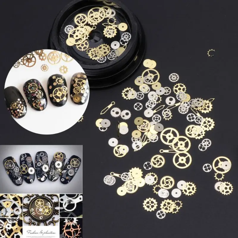 120Pcs Mixed Steampunk Cogs Gear Clock Charm UV Frame Resin Jewelry Fillings DIY Nail decorations