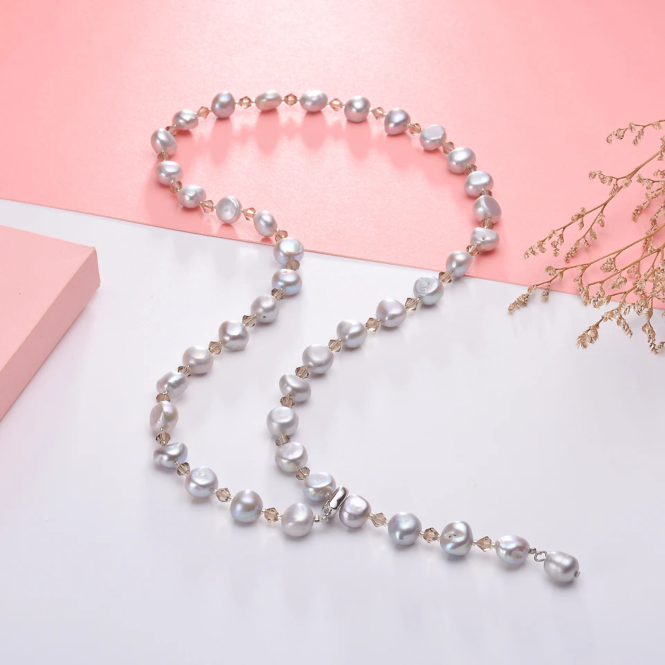 Zorun Real Natural Freshwater Pearl  Fashion/Fine Sweater Chain  Necklace Jewelry 8-9mm Good Sale for Women Party New Design