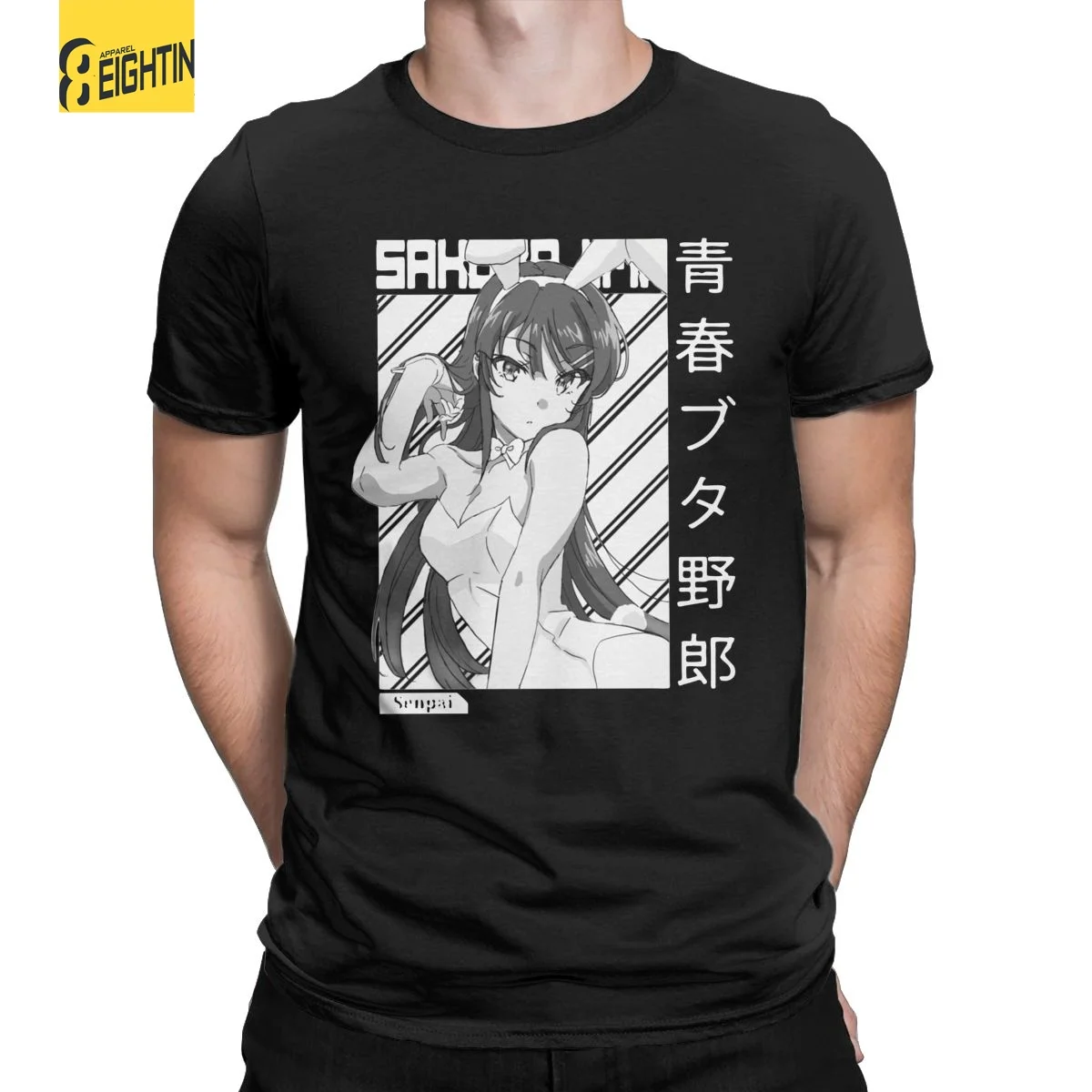 Mai Sakurajima T-Shirt Men Round Collar 100% Cotton T Shirt Rascal Does Not Dream of Bunny Girl Senpai Short Sleeve Tees