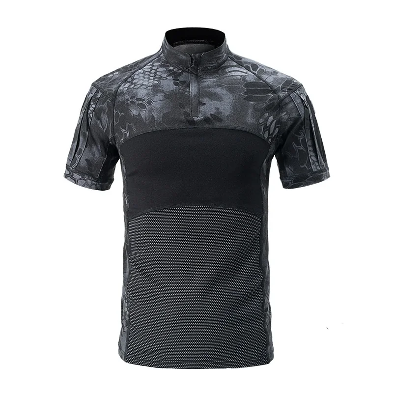 Outdoor Camo Tactical Shirt Military Hunting Short Sleeve T-shirt Men Quick Dry Hiking Clothes Camouflage Army Combat Shirts