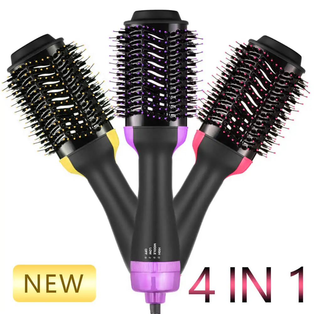 One Step Hair Dryer Volumizer Salon Hot Heat Air Comb Paddle Styling Brush Negative Ion Generator 3 4 in 1 Straightener Curler