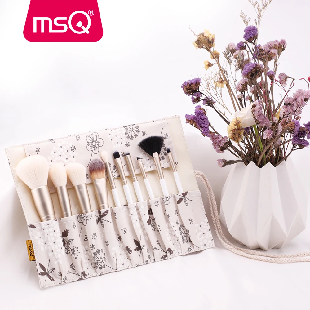 MSQ 10PCS Makeup brushes Set Foundation Powder Eyeshadow Make up Brush Pearl White Gold pincel maquiagem Beauty Tools