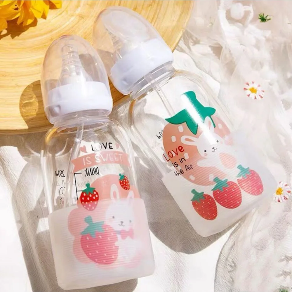 New Creative Adult Pacifier Water Bottle With Straw Lovely Daisy Glass Feeding Bottle Portable Kids Student Drinking Bottles