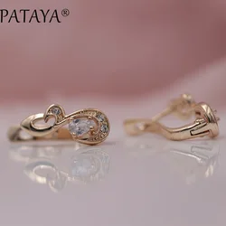 PATAYA New Small Flower Natural Zircon Women Earring 585 Rose Gold Color Trendy Drop Earrings Hollow Cute Fine Fashion Jewelry