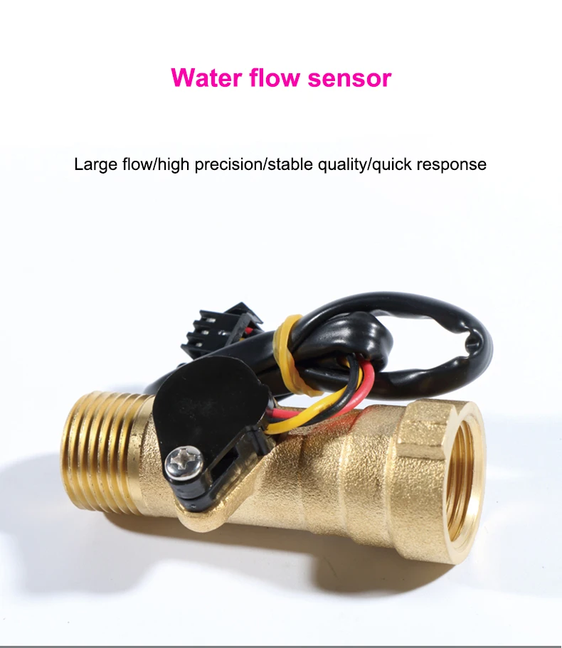 1/2 "männlich Weiblich Gewinde Wasser Flow Sensor Messing 1,75 MPa Halle Sensor Puls Turbine Durchflussmesser DC5 ~ 18V – Detail 1
