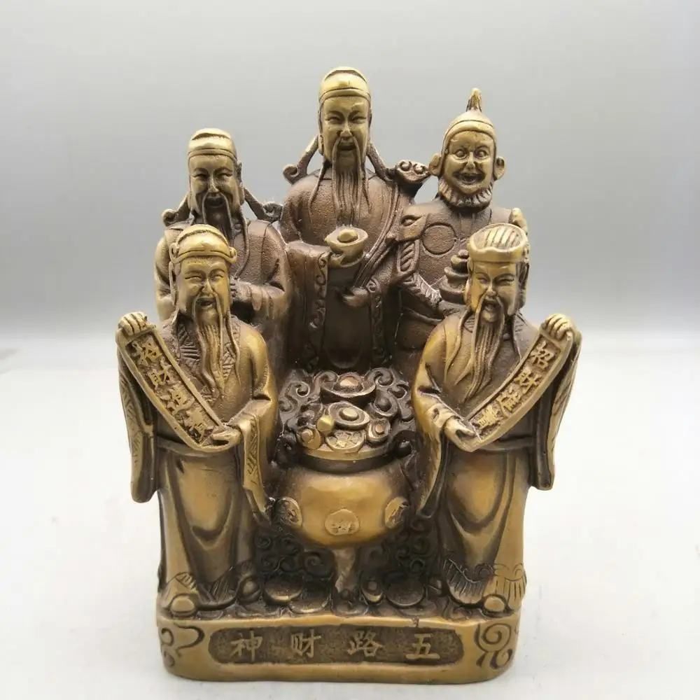 

Exquisite retro bronze five way God of wealth decoration