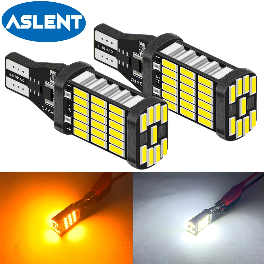2PCS Superior LED T15 W16W 45 SMD 4014 Car Auto Canbus Reversing Lamps Stop Light Back up Lights Reverse Bulb white amber redT10