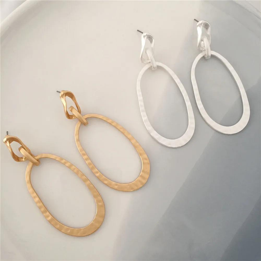 New Fashion Dangle Drop Korean Earrings For Women Geometric Round Irregular Gold Sliver Color Earring Wedding 2021 Jewelry