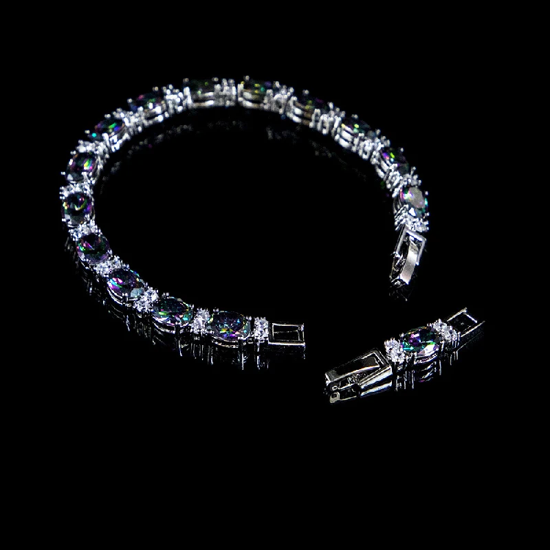 HuiSept Charm Bracelets for Women 925 Silver Jewelry Accessories with Topaz Zircon Gemstone Hand Ornaments Wedding Party Gifts