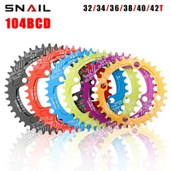 SNAILBicycle single sprocket 96BCD/104BCD wide and narrow tooth round disc/oval disc 32T/34T/36T/38T bicycle sprocket