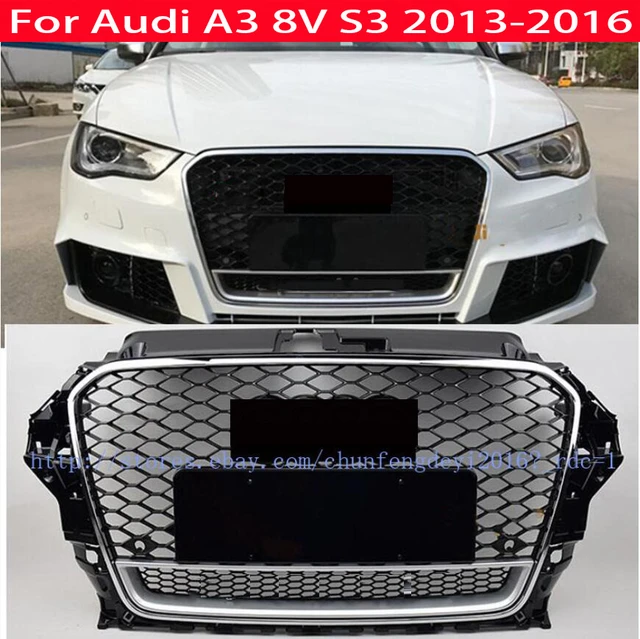 アウディa3s3 8v 2013 2014 2015 2016 rs3スタイル用ハニカムフロントグリル,シルバーとブラック,14-15 -  AliExpress