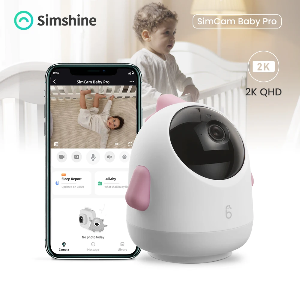 

Simshine Wireless Smart Baby Monitor Ai Baby Monitor Wifi Smartphone 4MP Baby Cameras for Baby Safety ios and Android Compatible