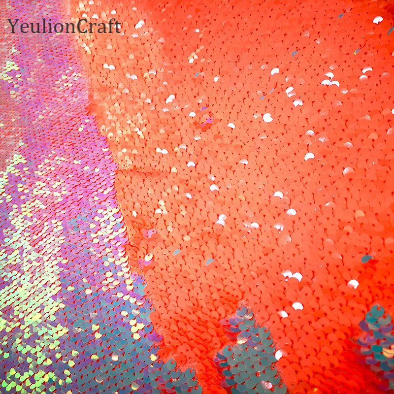 Chzimade 20x30cm Reversible Sequins Fabric For Garment Shiny Tissue Sewing Fabric Handmade Crafts