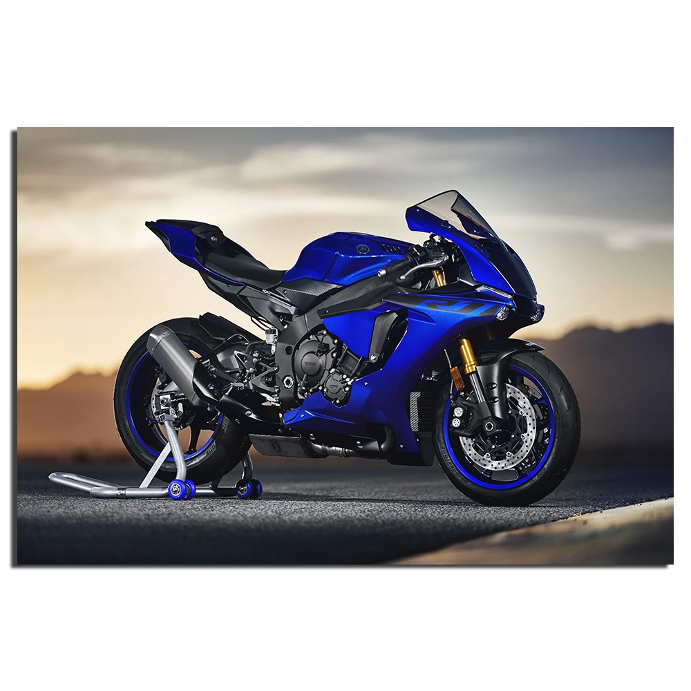 Wall Art Motorcycle Picture Yamaha YZF R1 Super Bike Poster Canvas Prints Framed Paintings for Living Room Decor