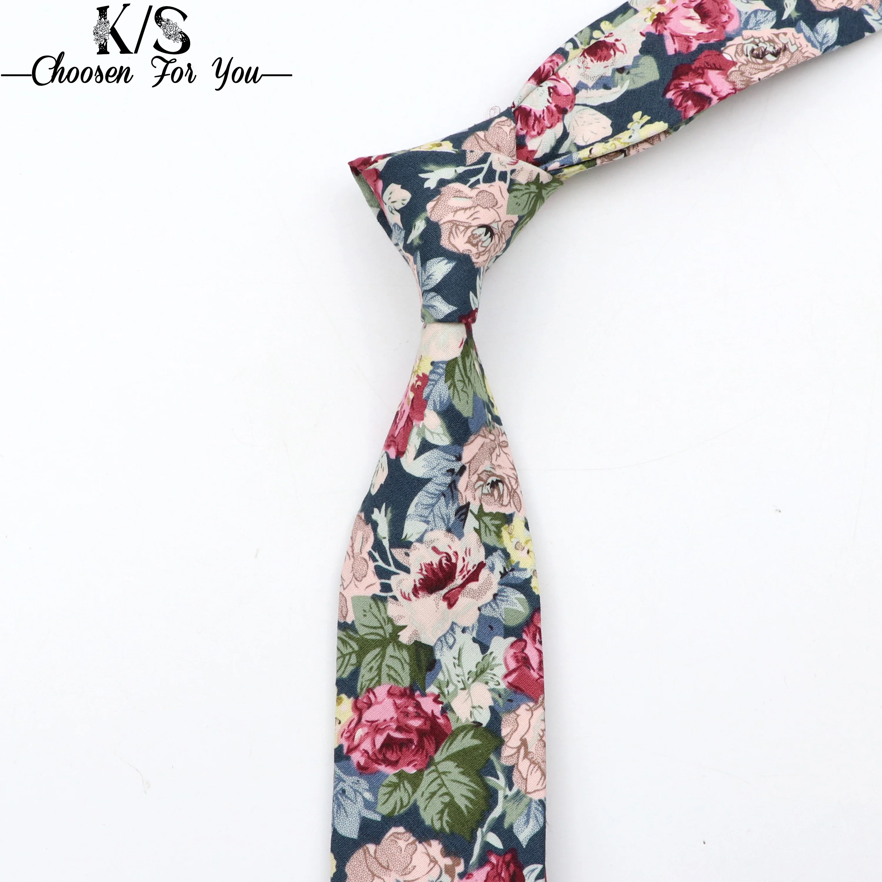 New 100% Cotton Floral Mens Tie Beautiful Flower Narrow Skinny 6CM Neck Tie For Wedding Party Casual Mens Suits Print Neck Ties