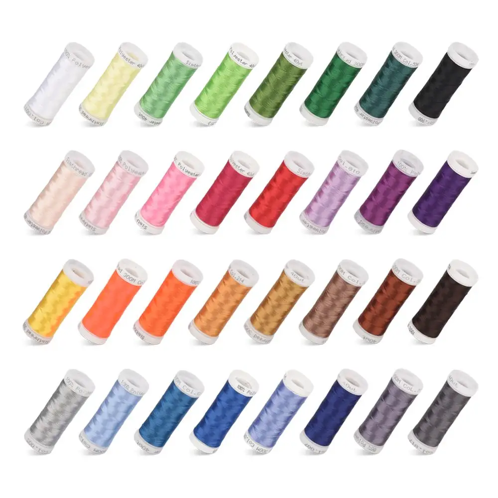 SIMTHREAD 300M/Spool 32 Brother Colors Polyester Embroidery Machine Bobbins Thread 40WT