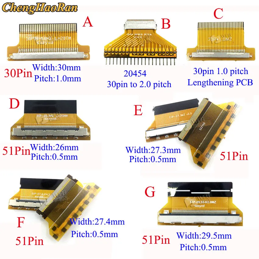 ChengHaoRan 1 sztuk LVDS ekran EDP płytka przyłączeniowa Fix 30pin do FPC 30p / 51pin 1.0 0.5mm elastyczny kabel płaski Adapter interfejsu