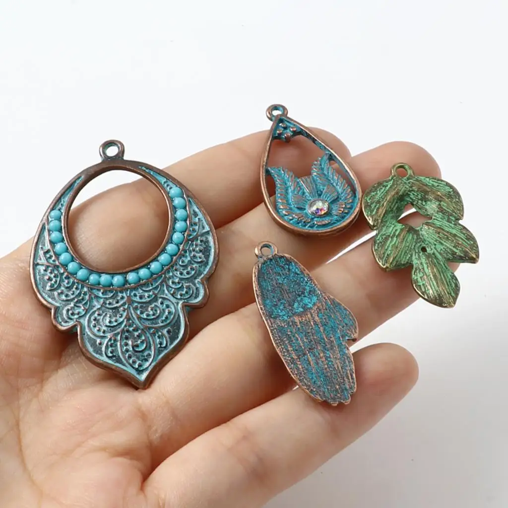 5PC Bohemia Charms For Jewelry Making Antique Green Vintage Pendant Zinc Alloy Findings Diy Earring Necklace Accessories