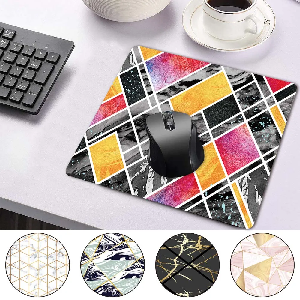 

Durable Smooth PU Leather Computer Mouse-pad Anti-slip Waterproof Geometry Pattern Mouse Mat Portable Game Laptop Mousepad