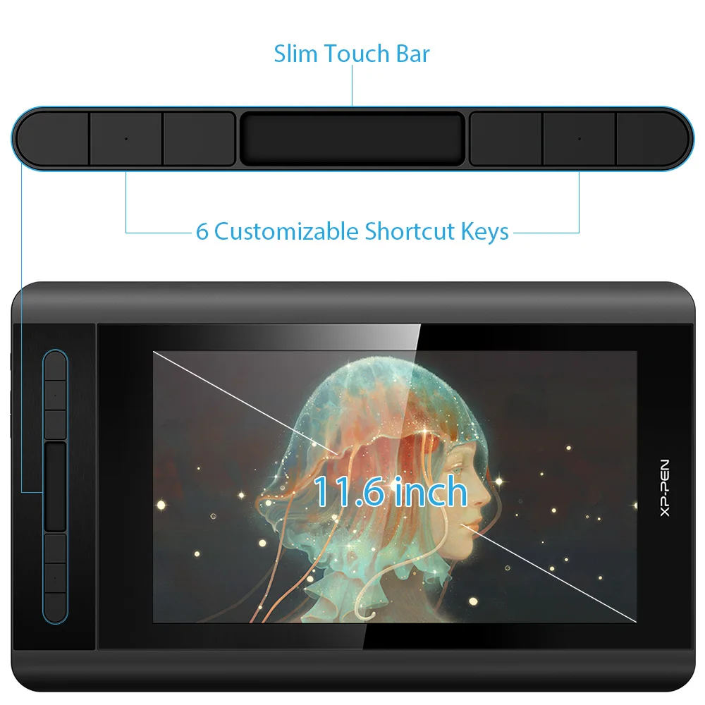 XPPen Artist 12 Monitor de dibujo gráfico de 11,6 pulgadas Pen Display sin pilas 8192 niveles 6 teclas Express y Touch Pad Windows Mac