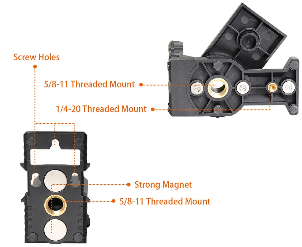 Huepar Multifunctional L-shape Magnetic Bracket Laser Level Adapter With Adjustable Magnetic Pivoting Base to 180 Degree Holder