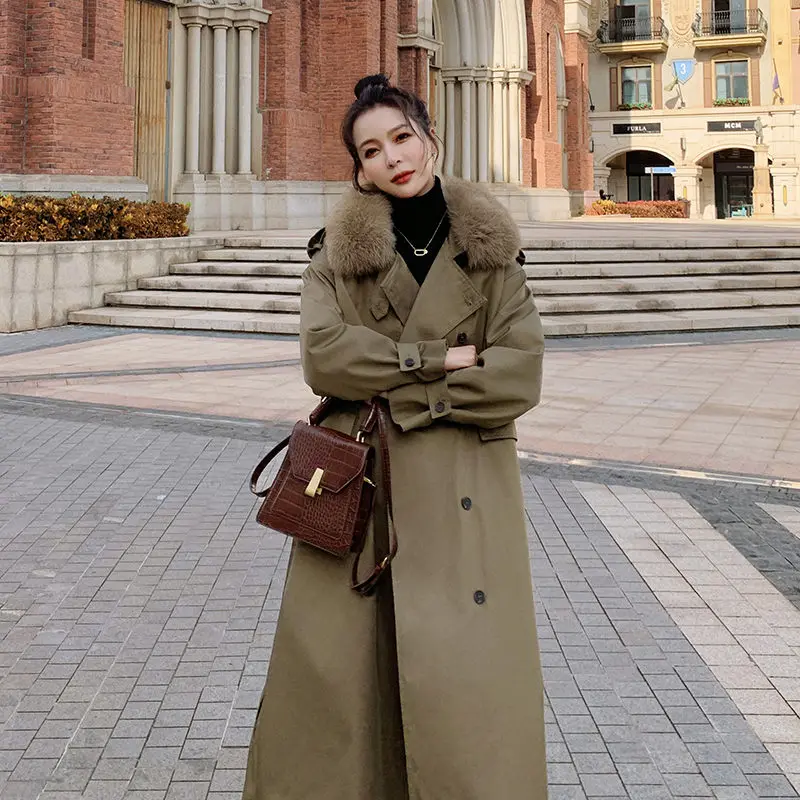 Thicken Parker Windbreaker Winter Jacket & Coat Women Korean Cotton Padded Outerwear Long Loose Wool Liner Overcoat Abrigo y1162