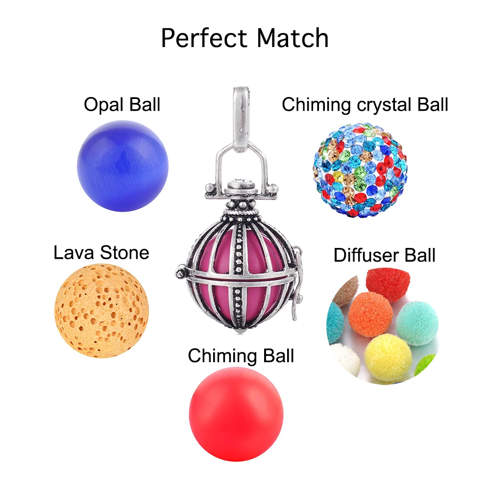 Mexico Chime Music Angel Ball Caller Locket Necklace Vintage Pregnancy Necklace Aromatherapy Essential Oil Diffuser VA-232