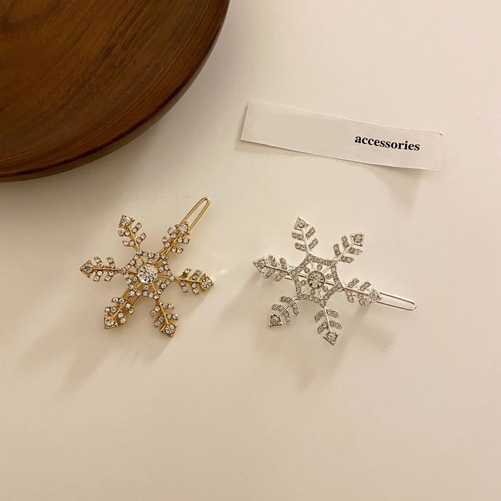 Women Shiny Star Snowflake Metal Hair Clips Crystal Rhinestone Barrette Hairpin Bobby Pin Hair Styling Tools Accessories