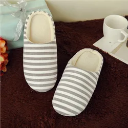 2022 New Sandals Women Men Warm Striped Home Slippers Women Indoors slip on Flats Cozy Winter House Shoes Woman Soft