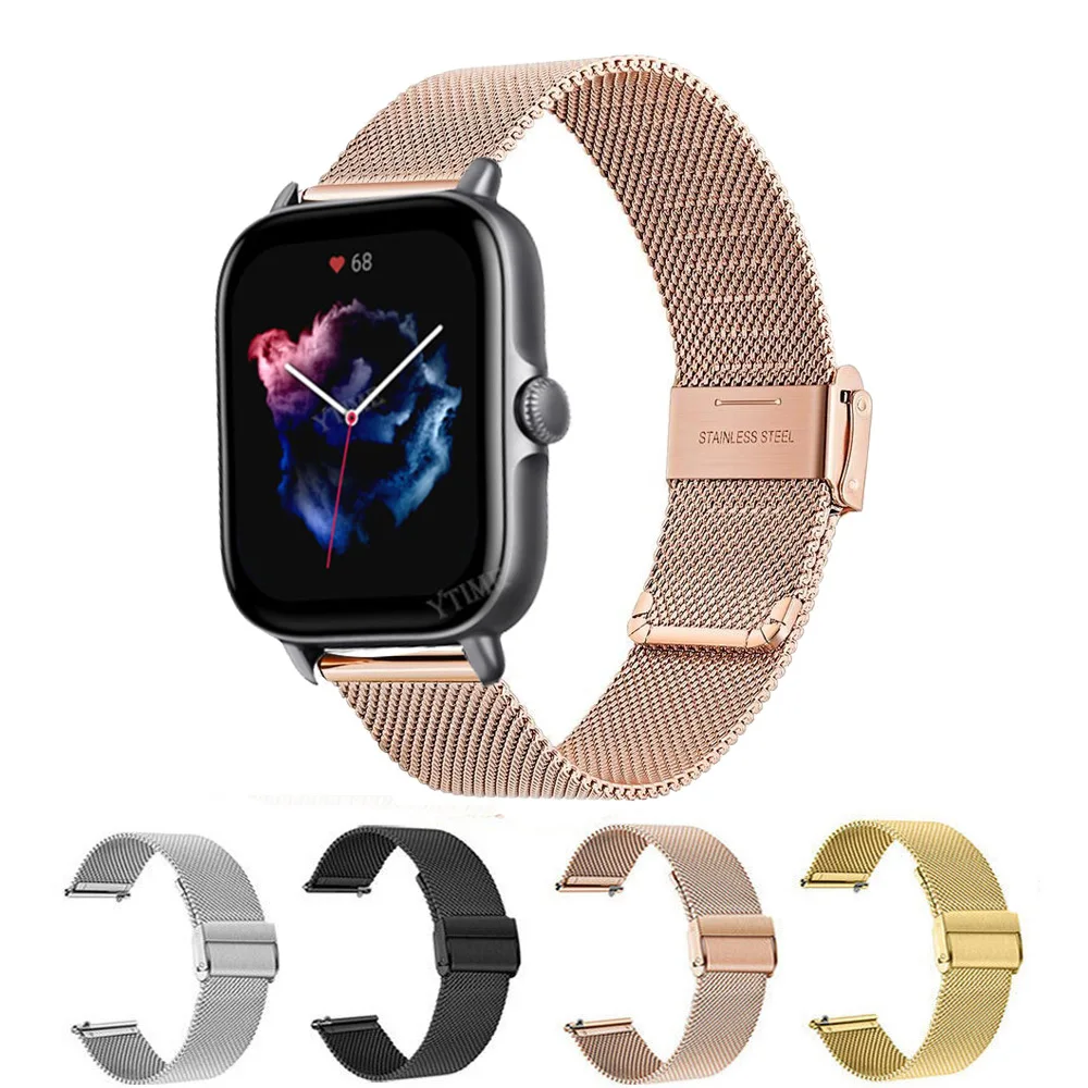 20ミリメートル金属時計huami amazfit gts 3/gts 2ミニ/gts 2eのためamazfit bip s/uプロ/gtr 42ミリメートル時計バンドGTS3