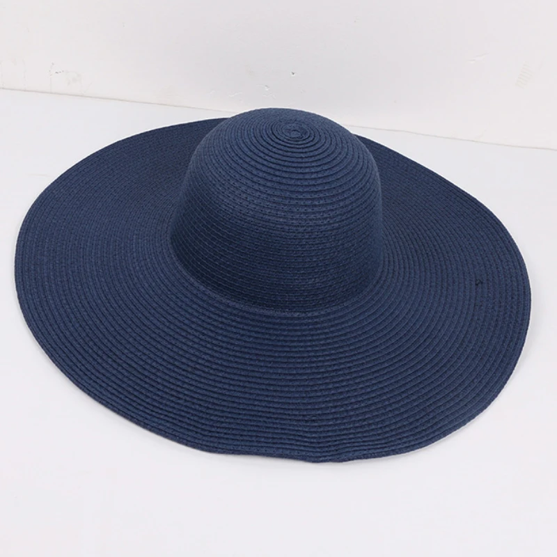 HT3062 Mode Große Große Breite Krempe Hut Solide Plain Floppy Strand Sonnenhut Packable Sommer Hüte für Frauen Dame Stroh hut Strand Kappe – Detail 12