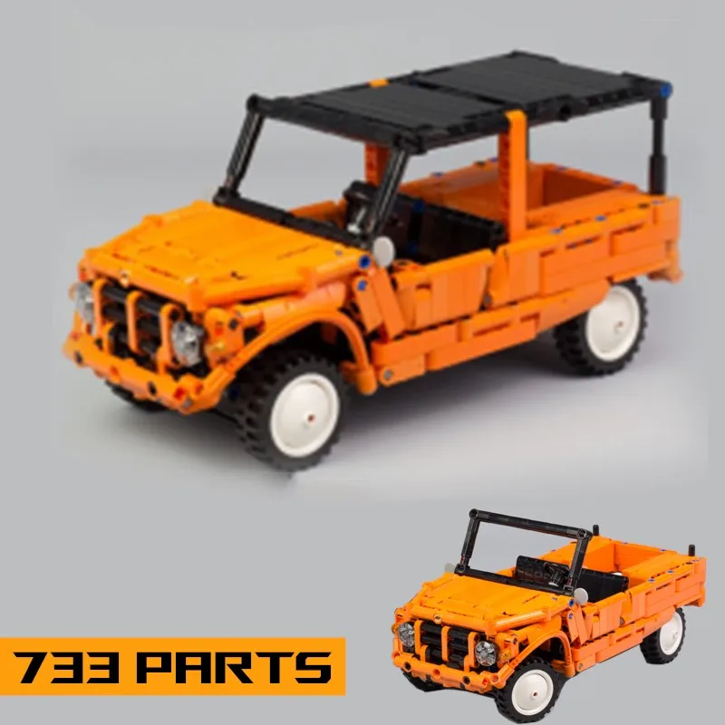 Buildmoc 733pcs Sports Car Fit MOC-29654 Mehari Orange Supercar Racers Vehicles DIY Model Building Blocks Bricks Toys Gift Kids