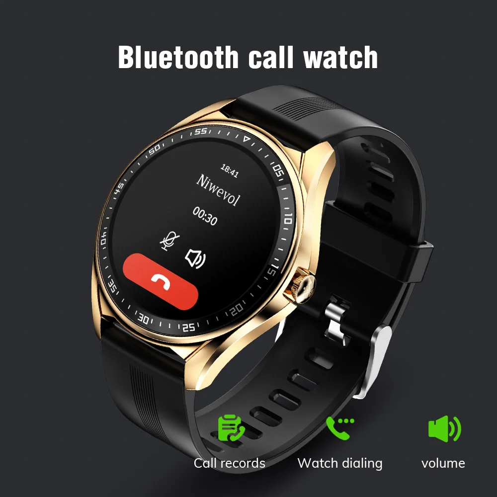 Niwevol-reloj inteligente deportivo para hombre, pulsera con Bluetooth, llamadas, reproducción de música, Dial personalizado, control del ritmo cardíaco, para Android e Ios, 2023