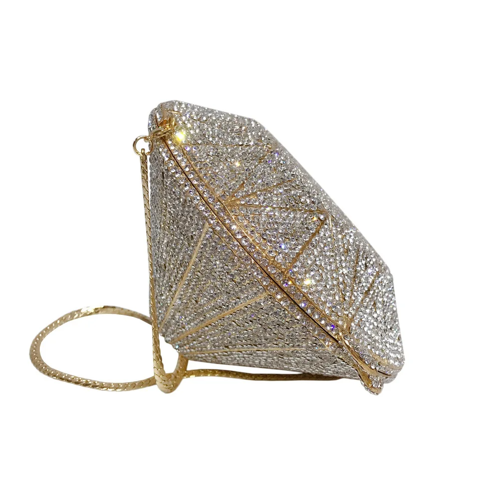 XIYUAN-Bolso de mano con forma de anillo de diamante para mujer, Cartera de lujo, de noche, para baile de graduación, de diseñador