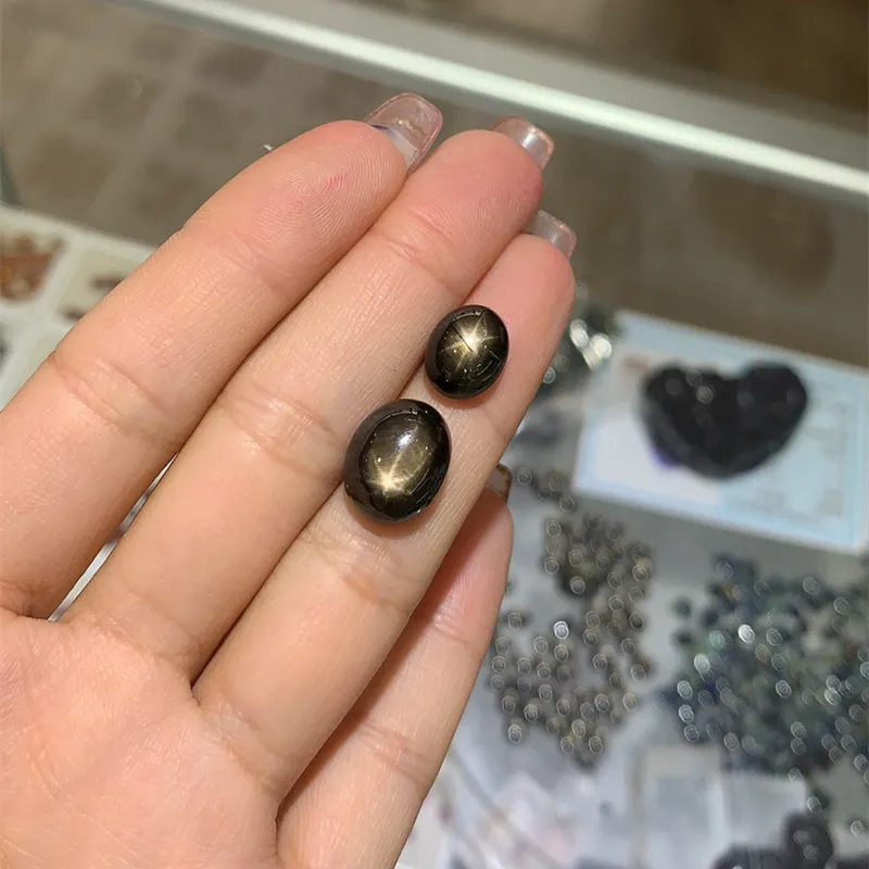 100% Natural Black Star Sapphire Loose Gemstone Oval Shape Genuine VS Loose Stone