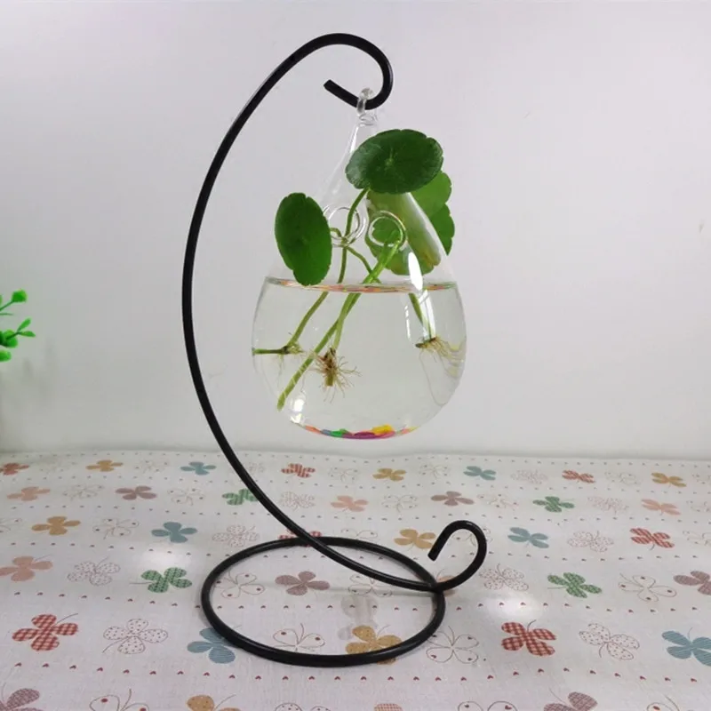 1set/pack Glass Terrarium Vase 7*12cm Water Drop with 2 small holes Hanging Glass Vase Wedding Decorative